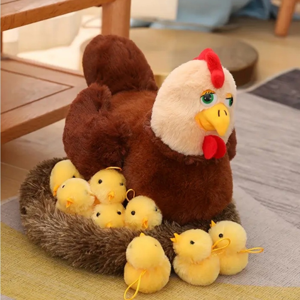 Plush Hen with Chicks plushies